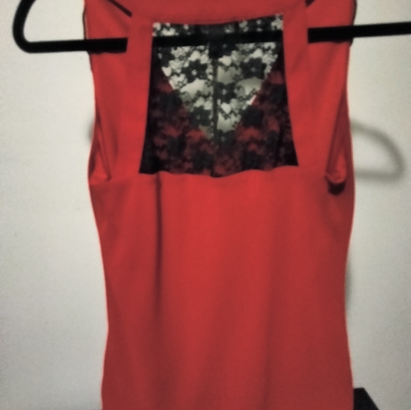 A. Byer sleeveless, ruffled, red, and lace blouse - Picture 2 of 5